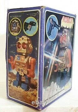 VINTAGE ROBOT SPACE MONSTER WITH LASER GUN BATTERY OPERATED HONG KONG WithBOX 1980