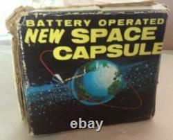 VINTAGE SH HORIKAWA JAPAN 1960's NEW CAPSULE BATTERY OPERATED SPACE CAPSULE BOX