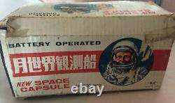 VINTAGE SH HORIKAWA JAPAN 1960's NEW CAPSULE BATTERY OPERATED SPACE CAPSULE BOX
