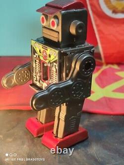 VINTAGE SPACE ROBOT WITH HAT MACHINE GEAR TOY WIND UP HORIKAWA 60s JAPAN PARTS