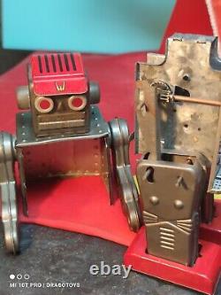 VINTAGE SPACE ROBOT WITH HAT MACHINE GEAR TOY WIND UP HORIKAWA 60s JAPAN PARTS