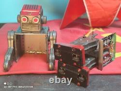 VINTAGE SPACE ROBOT WITH HAT MACHINE GEAR TOY WIND UP HORIKAWA 60s JAPAN PARTS