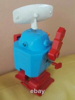 VINTAGE SPACE ROBOT WITH HAT MACHINE GEAR TOY WIND UP HORIKAWA 60s JAPAN PARTS