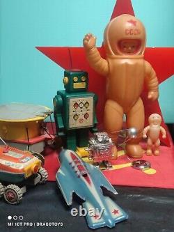 VINTAGE SPACE ROBOT WITH HAT MACHINE GEAR TOY WIND UP HORIKAWA 60s JAPAN PARTS