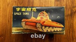 VINTAGE SPACE TANK SPACE TOY TIN LITHO IN ORIGINAL BOX 1960s