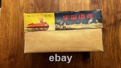 VINTAGE SPACE TANK SPACE TOY TIN LITHO IN ORIGINAL BOX 1960s