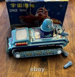 VINTAGE SPACE TANK SPACE TOY TIN LITHO IN ORIGINAL BOX 1960s WORKING