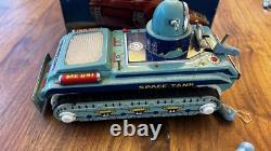 VINTAGE SPACE TANK SPACE TOY TIN LITHO IN ORIGINAL BOX 1960s WORKING