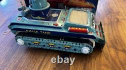 VINTAGE SPACE TANK SPACE TOY TIN LITHO IN ORIGINAL BOX 1960s WORKING