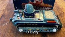 VINTAGE SPACE TANK SPACE TOY TIN LITHO IN ORIGINAL BOX 1960s WORKING