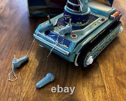 VINTAGE SPACE TANK SPACE TOY TIN LITHO IN ORIGINAL BOX 1960s WORKING