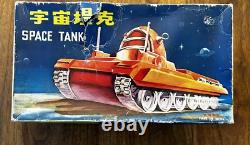 VINTAGE SPACE TANK SPACE TOY TIN LITHO IN ORIGINAL BOX 1960s WORKING