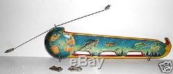 VINTAGE TECHNOFIX TERRA LUNA TIN WIND UP SPACE TOY with ORBITING SHIPS & BOX
