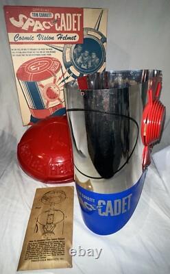 VTG 1950'S TOM CORBETT SPACE CADET COSMIC VISION HELMET TOY W OG BOX. No. S-12