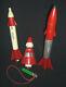 VTG 1950's Jet Age Flying Satellite Rockets Toy Lot withrubber band launcher RARE