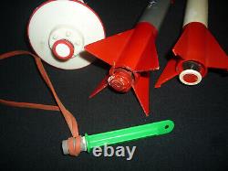 VTG 1950's Jet Age Flying Satellite Rockets Toy Lot withrubber band launcher RARE