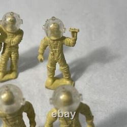 VTG 6 Tom Corbett Space Academy Figures Yellow Spacemen with Original Helmets