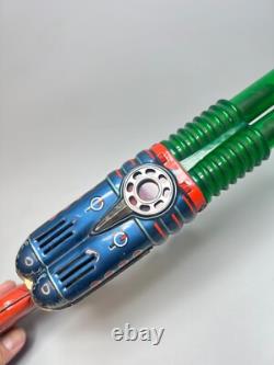 VTG KO Yoshiya Japan Space Ray Gun Tin Toy Double Barrel Pom Pom Action Friction