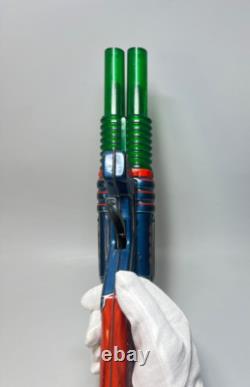 VTG KO Yoshiya Japan Space Ray Gun Tin Toy Double Barrel Pom Pom Action Friction