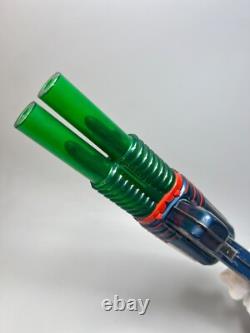 VTG KO Yoshiya Japan Space Ray Gun Tin Toy Double Barrel Pom Pom Action Friction
