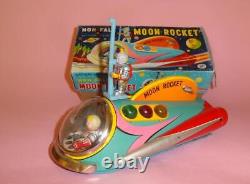 VTG MOON ROCKET NON-FALL TIN LITHO BAT. SPACECRAFT MODERN TOYS JAPAN BOXED 1960s