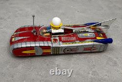 VTG Tin Litho Space Rocket Car Astronaut Radar Dish Battery Operated Toy VIDEO