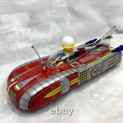 VTG Tin Litho Space Rocket Car Astronaut Radar Dish Battery Operated Toy VIDEO