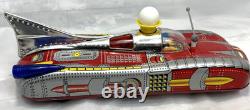 VTG Tin Litho Space Rocket Car Astronaut Radar Dish Battery Operated Toy VIDEO