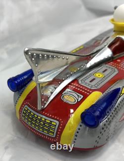 VTG Tin Litho Space Rocket Car Astronaut Radar Dish Battery Operated Toy VIDEO