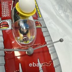 VTG Tin Litho Space Rocket Car Astronaut Radar Dish Battery Operated Toy VIDEO
