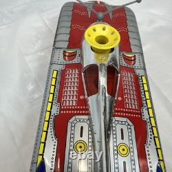 VTG Tin Litho Space Rocket Car Astronaut Radar Dish Battery Operated Toy VIDEO