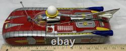 VTG Tin Litho Space Rocket Car Astronaut Radar Dish Battery Operated Toy VIDEO