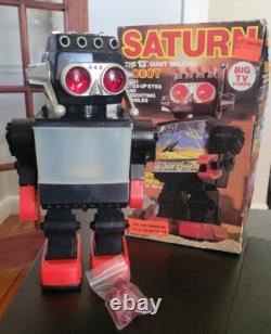 Vintage 14 Saturn Walking Space Robot Battery Operated With Missiles, Box