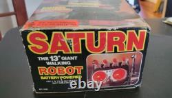 Vintage 14 Saturn Walking Space Robot Battery Operated With Missiles, Box