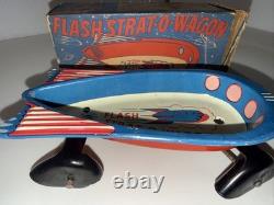 Vintage 1930s Wyandotte Toys Pressed Steel Litho Space Strat-O-Wagon & Box USA