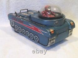 Vintage 1950-60s Modern Toy Space Tank- 18 tin litho Motor Works battery Opp