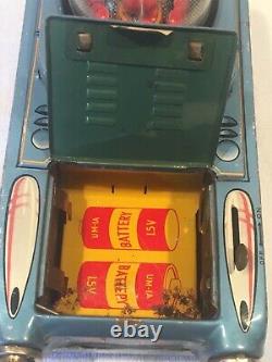 Vintage 1950-60s Modern Toy Space Tank- 18 tin litho Motor Works battery Opp