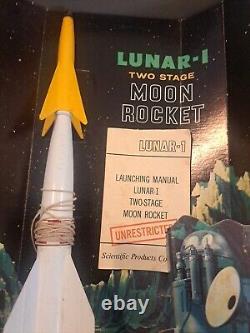 Vintage 1950's Lunar-1 Two Stage Moon Rocket by Scientific Products In Box