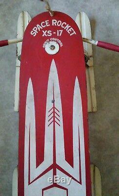 Vintage 1950's SPACE ROCKET XS-17 Orbit Control Wood/Metal Winter Snow Sled Ski