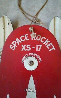 Vintage 1950's SPACE ROCKET XS-17 Orbit Control Wood/Metal Winter Snow Sled Ski
