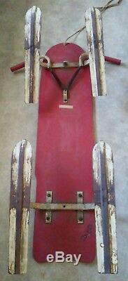 Vintage 1950's SPACE ROCKET XS-17 Orbit Control Wood/Metal Winter Snow Sled Ski