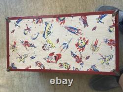 Vintage 1950's space trunk Toy astronauts spaceships Robots