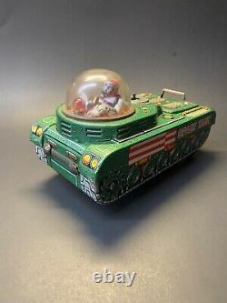 Vintage 1950s 1960s MT Modern Toys Green Space Tank Battery Operated Tin Toy