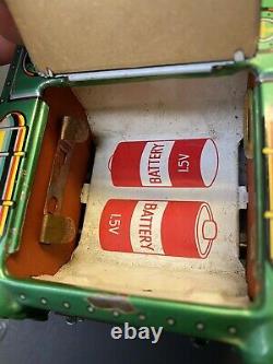 Vintage 1950s 1960s MT Modern Toys Green Space Tank Battery Operated Tin Toy
