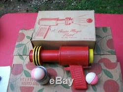 Vintage 1950s Austin Magic Pistol Metal Space Ping Pong Ball Toy Gun & Box