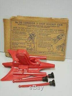 Vintage 1950s, Superior USA Rocket Space Dart Gun Toy & Large Tin Target Board