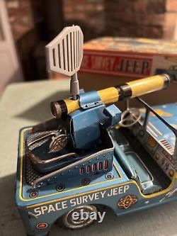 Vintage 1955 Toymaster Friction Motor Space Survey Jeep in Original Box TIN TOY