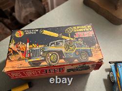 Vintage 1955 Toymaster Friction Motor Space Survey Jeep in Original Box TIN TOY