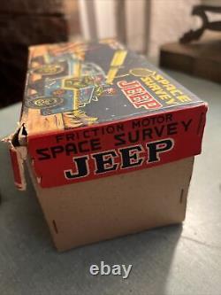 Vintage 1955 Toymaster Friction Motor Space Survey Jeep in Original Box TIN TOY