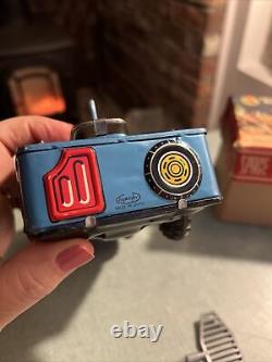 Vintage 1955 Toymaster Friction Motor Space Survey Jeep in Original Box TIN TOY